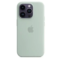 Чехол Apple iPhone 14 Pro Silicone Case, Succulent, Серо-зеленый MPTL3