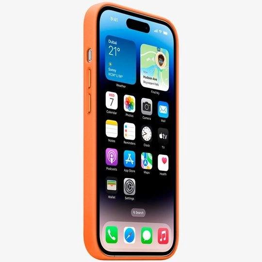 Чехол Apple iPhone 14 Pro Leather Case with MagSafe, Orange, оранжевый