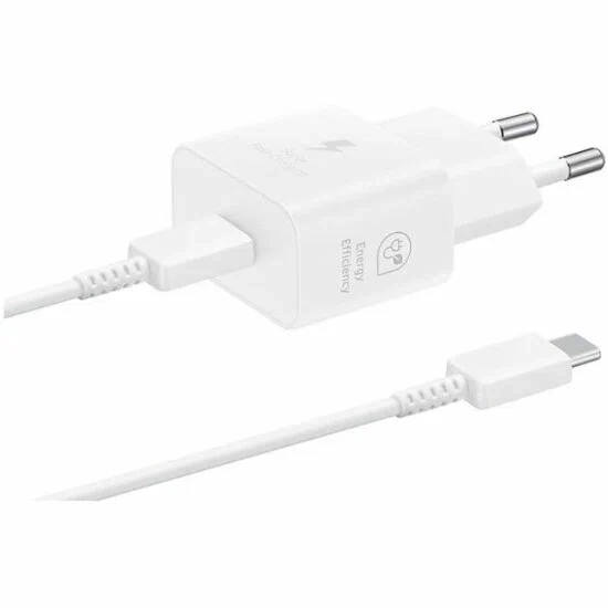Сетевое зарядное устройство Samsung 25W Type-C с кабелем,  (EP-T2510NWEGEU), White, белый