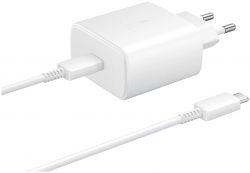 Зарядное устройство Samsung EPTA845N + кабель USB Type-C, 45 Вт, Белый