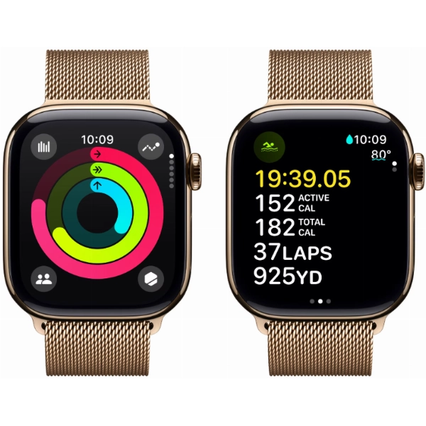 Умные часы Apple Watch Series 10 46 мм, M/L 140-245 мм, Titanium Case Cellular, Milanese Loop, Gold