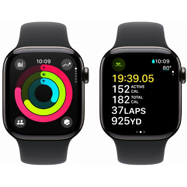 Умные часы Apple Watch Series 10 46 мм, M/L 140-245 мм, Titanium Case GPS+Cellular, Black