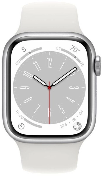 Умные часы Apple Watch Series 8 41 мм, S/M 130-180 мм, Aluminium Case with Sport Band, Silver