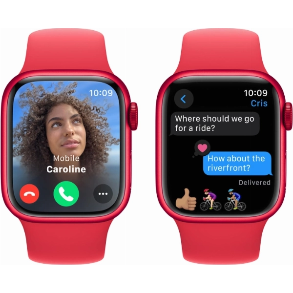 Умные часы Apple Watch Series 9 41 мм, M/L 160-210 мм, Aluminium Case with Sport Band, Red