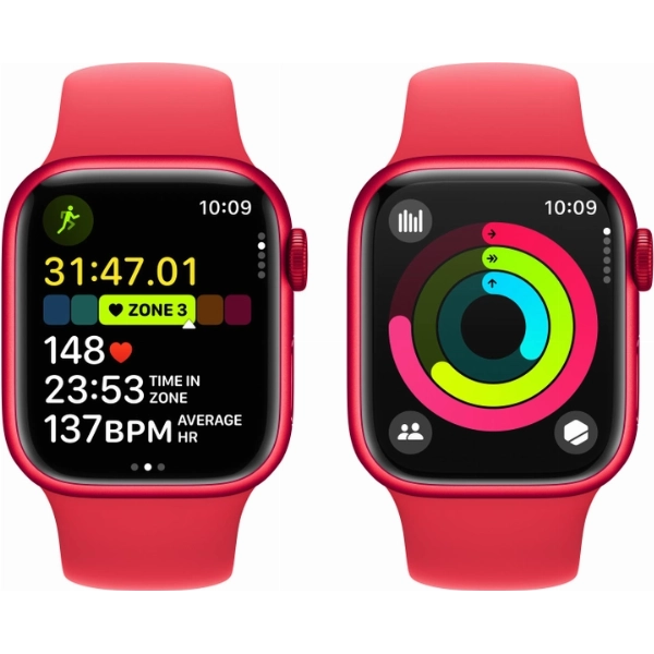 Умные часы Apple Watch Series 9 41 мм, M/L 160-210 мм, Aluminium Case with Sport Band, Red