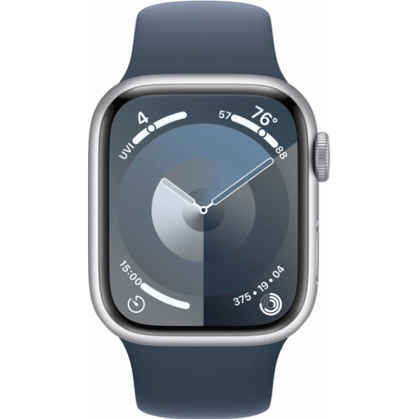 Умные часы Apple Watch Series 9 41 мм, M/L 160-210 мм, Aluminium Case with Sport Band, Silver