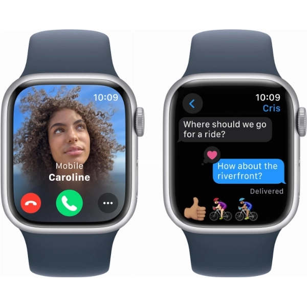 Умные часы Apple Watch Series 9 41 мм, M/L 160-210 мм, Aluminium Case with Sport Band, Silver