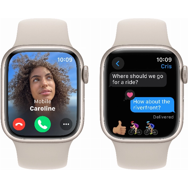 Умные часы Apple Watch Series 9 41 мм, S/M 130-180 мм, Aluminium Case with Sport Band, Starlight