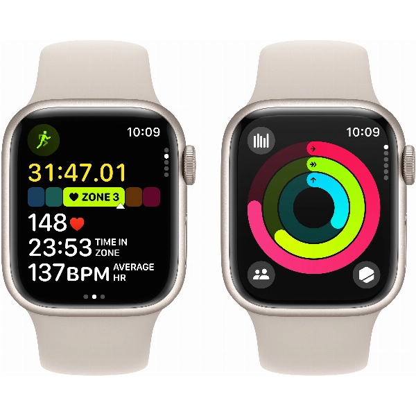 Умные часы Apple Watch Series 9 41 мм, S/M 130-180 мм, Aluminium Case with Sport Band, Starlight