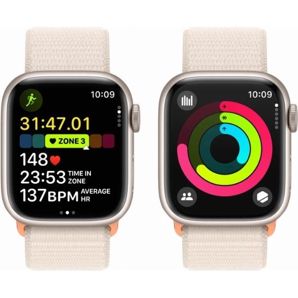 Умные часы Apple Watch Series 9 45 мм, Aluminium Case with Sport Loop, Starlight