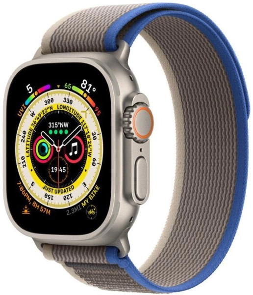 Умные часы Apple Watch Ultra 49 мм, M/L 145-220 мм, Titanium Case with Trail Loop, Blue/Gray